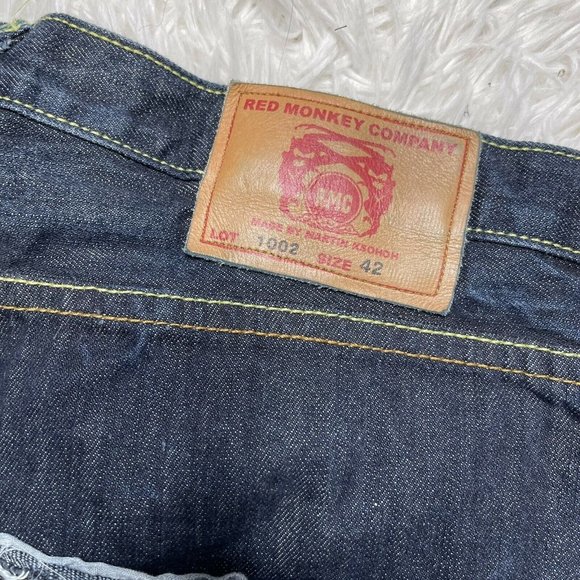 red monkey company jean denim shorts 42 embroidered designer mens - Picture 4 of 6